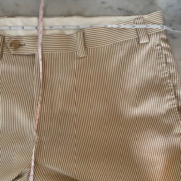 RALPH LAUREN Tan White Seersucker Flat Front Trousers 36x30 - Picture 15 of 16